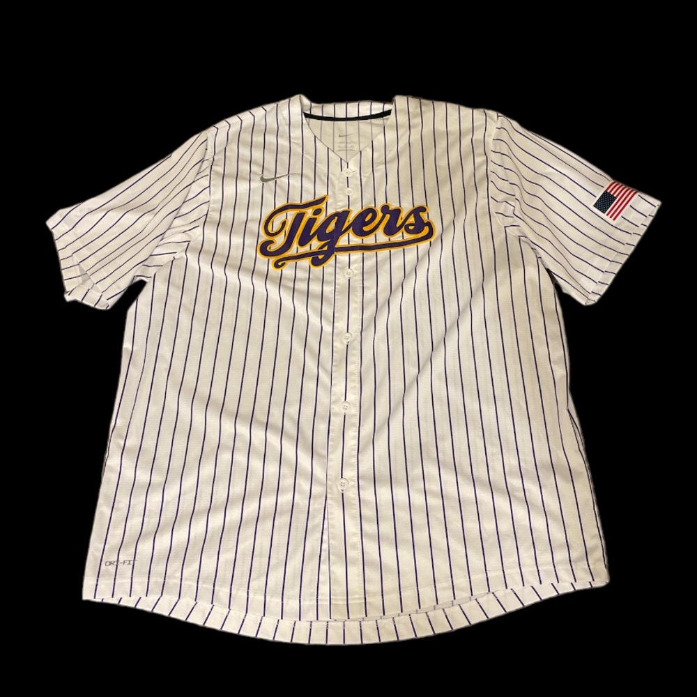 LSU Tiger Nike Pinstripe Baseball Jersey 3 XL